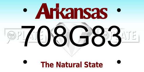 708G83 Arkansas License Plate