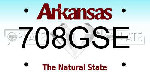 708GSE Arkansas License Plate