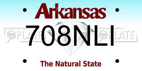 708NLI Arkansas License Plate