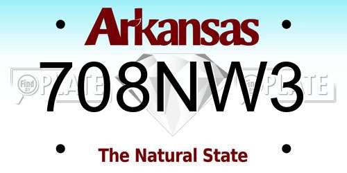 708NW3 Arkansas License Plate