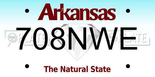 708NWE Arkansas License Plate