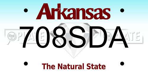 708SDA Arkansas License Plate