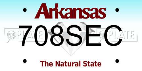 708SEC Arkansas License Plate