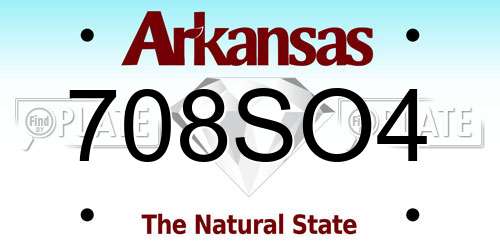 708SO4 Arkansas License Plate
