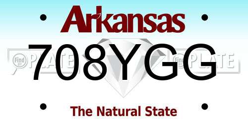 708YGG Arkansas License Plate