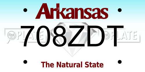 708ZDT Arkansas License Plate