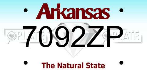 7092ZP Arkansas License Plate