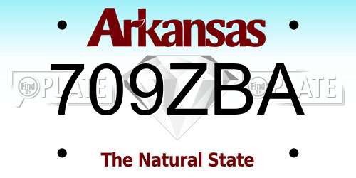 709ZBA Arkansas License Plate
