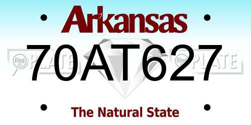 70AT627 Arkansas License Plate