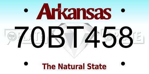 70BT458 Arkansas License Plate