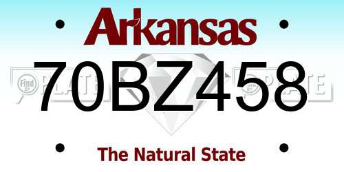 70BZ458 Arkansas License Plate