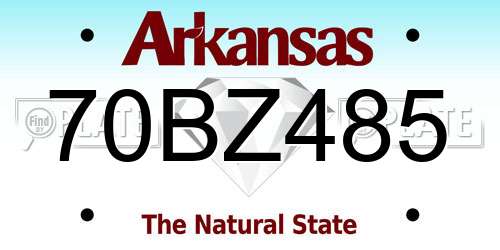 70BZ485 Arkansas License Plate