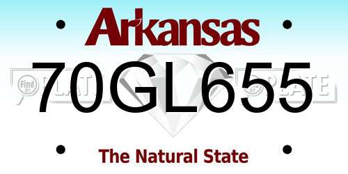 70GL655 Arkansas License Plate