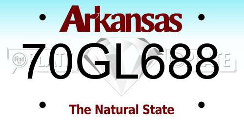 70GL688 Arkansas License Plate