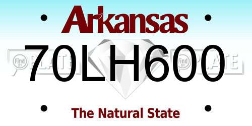 70LH600 Arkansas License Plate
