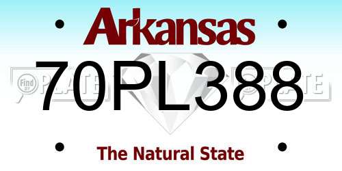 70PL388 Arkansas License Plate