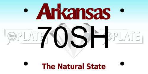 70SH Arkansas License Plate