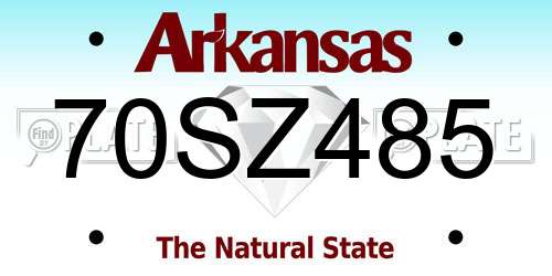 70SZ485 Arkansas License Plate