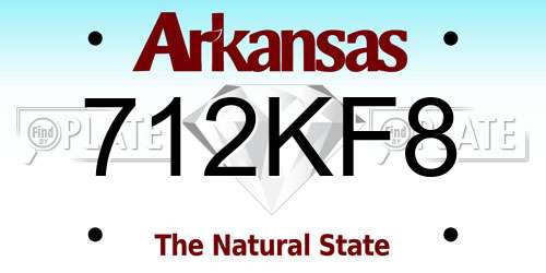 712KF8 Arkansas License Plate