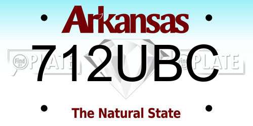 712UBC Arkansas License Plate