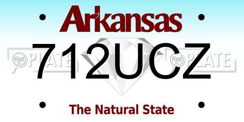 712UCZ Arkansas License Plate