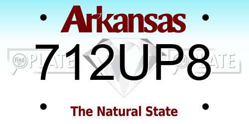 712UP8 Arkansas License Plate
