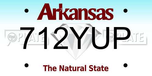 712YUP Arkansas License Plate