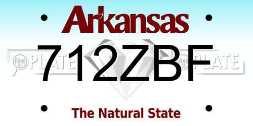 712ZBF Arkansas License Plate