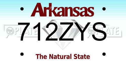 712ZYS Arkansas License Plate