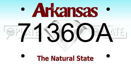 7136OA Arkansas License Plate