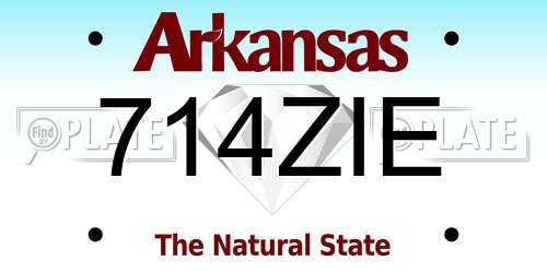 714ZIE Arkansas License Plate