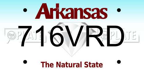 716VRD Arkansas License Plate