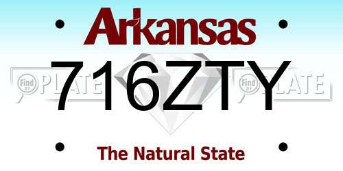 716ZTY Arkansas License Plate