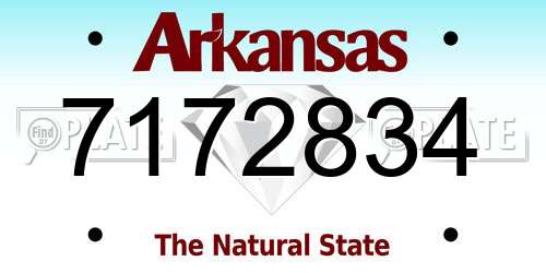 7172834 Arkansas License Plate