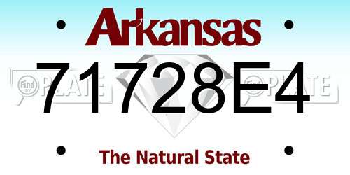 71728E4 Arkansas License Plate