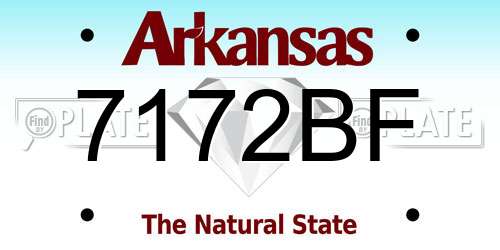 7172BF Arkansas License Plate