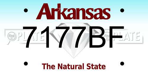 7177BF Arkansas License Plate