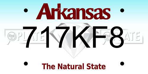 717KF8 Arkansas License Plate
