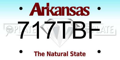 717TBF Arkansas License Plate
