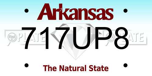 717UP8 Arkansas License Plate