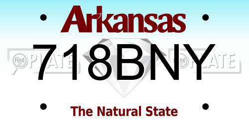 718BNY Arkansas License Plate