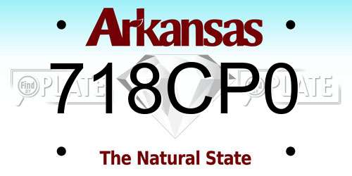 718CP0 Arkansas License Plate