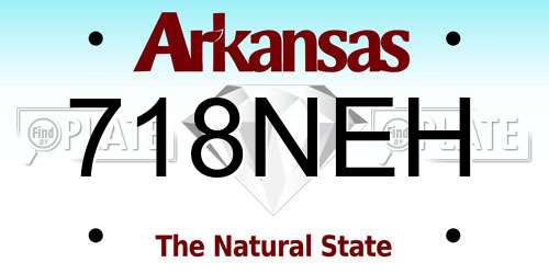 718NEH Arkansas License Plate