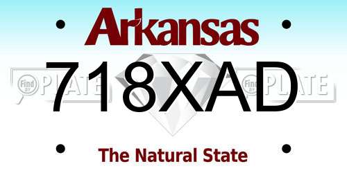 718XAD Arkansas License Plate