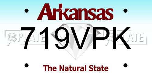 719VPK Arkansas License Plate