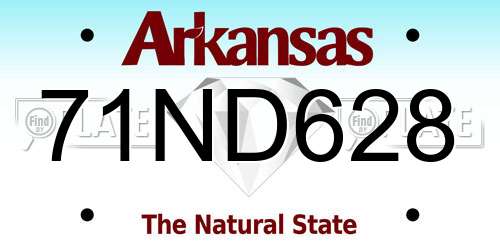 71ND628 Arkansas License Plate