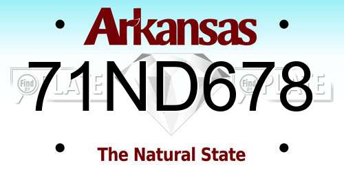 71ND678 Arkansas License Plate