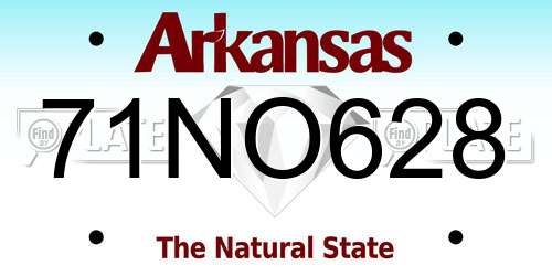 71NO628 Arkansas License Plate