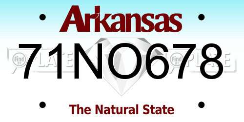 71NO678 Arkansas License Plate