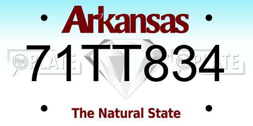 71TT834 Arkansas License Plate